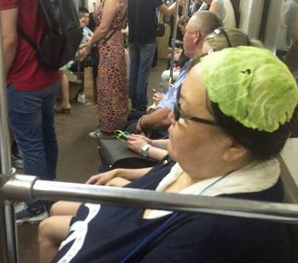Woman Uses This Vegetable As A Hat