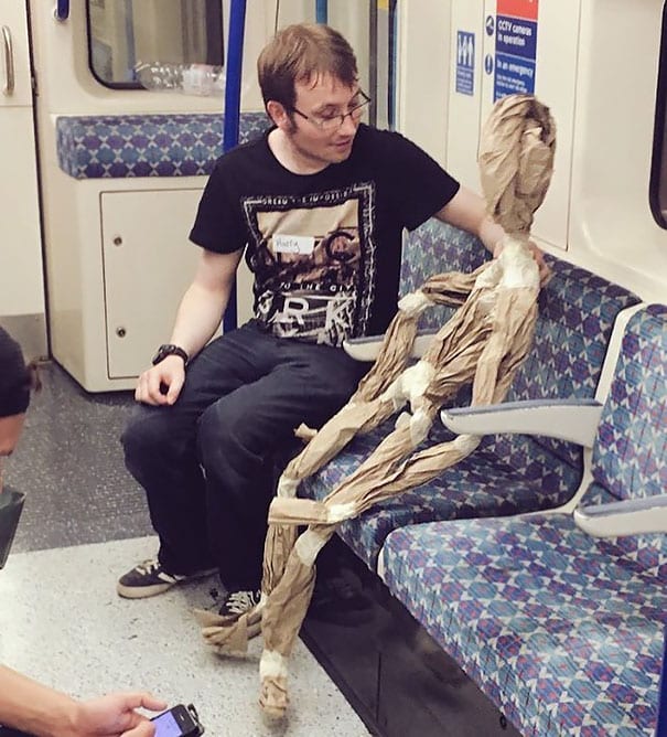 Man Brings Strange Friend With Him On The Subway