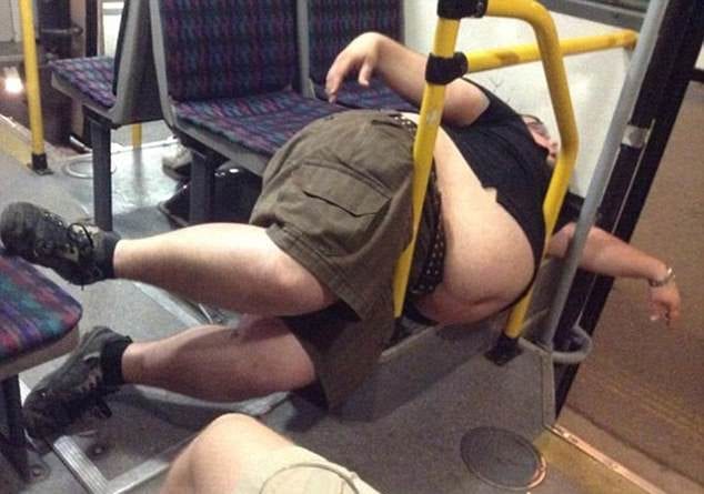 Man Finds Odd Position To Relax On The Bus