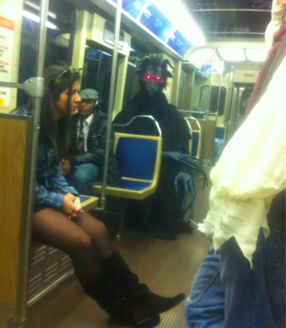 Creepy Devil Costume Scares Commuters