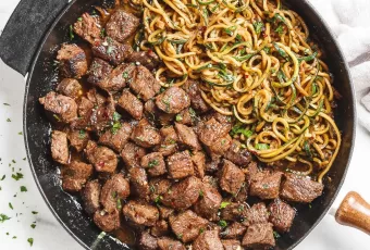 Garlic Butter Steak Bites With Zoodles